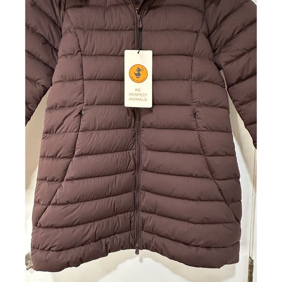 Save the Duck Dorothy Hooded Puffer Coat Ruby Red Size Large/XL NWT Form Fitting - Picture 8 of 16